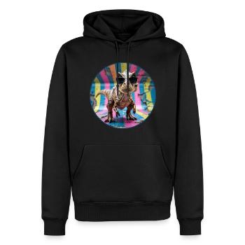 Bébé dinosaure T-Rex portant des lunettes de soleil noires - Sweat à capuche Premium bio Homme - noir - Devant - Nico (187cm)
