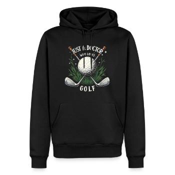 Médecin et golf - Sweat à capuche Premium bio Homme - noir - Devant - Nico (187cm)