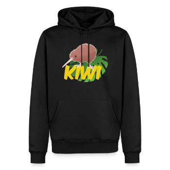 Kiwi on a leaf - Men’s Premium Organic Hoodie - black - Front - Nico (187cm)