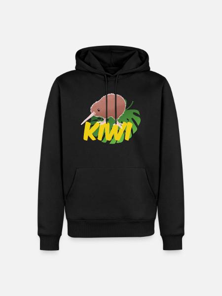 Kiwi on a leaf - Men’s Premium Organic Hoodie - black