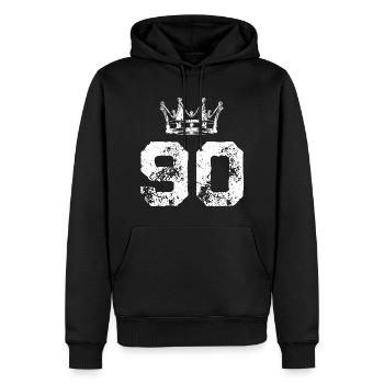 90 Zahl Krone - Männer Premium Bio Hoodie - Schwarz - Vorne - Nico (187cm)