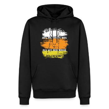 Lama Alpaka Retro - Männer Premium Bio Hoodie - Schwarz - Vorne - Nico (187cm)