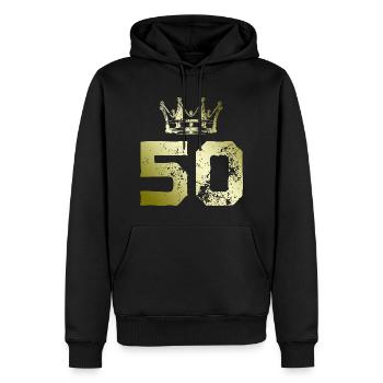 50 number crown - Men’s Premium Organic Hoodie - black - Front - Nico (187cm)