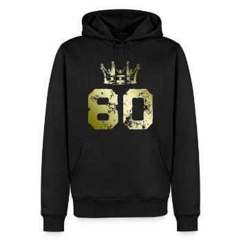 80 Zahl Krone - Männer Premium Bio Hoodie - Schwarz - Vorne - Nico (187cm)