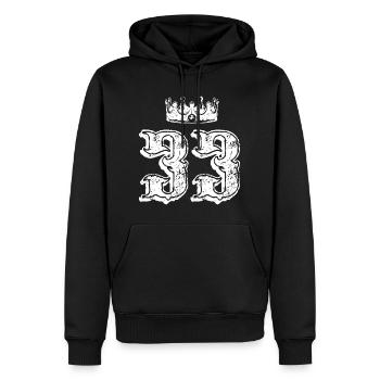 33 Couronne numérique - Sweat à capuche Premium bio Homme - noir - Devant - Nico (187cm)