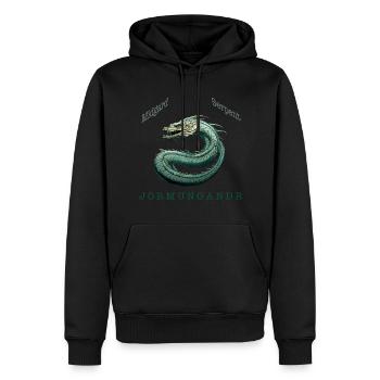 Midgardschlange Jormungandr mit cooler Aufschrift - Männer Premium Bio Hoodie - Schwarz - Vorne - Nico (187cm)