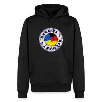 UKRAINE ALLEMAGNE Timbre - Sweat à capuche Premium bio Homme - noir - Devant - Nico (187cm)