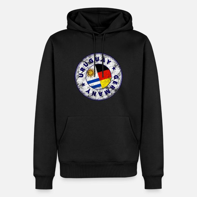 URUGUAY GERMANY Stamp - Männer Premium Bio Hoodie - Schwarz