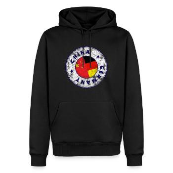 TIMBRE CHINE ALLEMAGNE - Sweat à capuche Premium bio Homme - noir - Devant - Nico (187cm)