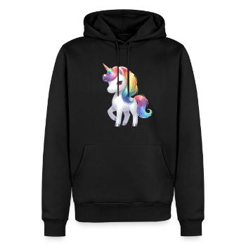 Licorne mignonne - Sweat à capuche Premium bio Homme - noir - Devant - Nico (187cm)