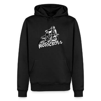 Motocross / Enduro / Freestyle mx / Dirtbike retro - Sweat à capuche Premium bio Homme - noir - Devant - Nico (187cm)