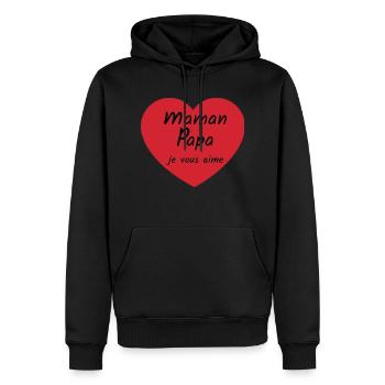 Maman Papa je vous aime coeur (noir) - Sweat à capuche Premium bio Homme - noir - Devant - Nico (187cm)
