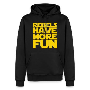 Rebellen haben mehr Spaß - Männer Premium Bio Hoodie - Schwarz - Vorne - Nico (187cm)