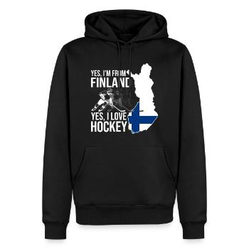 Finnland Hockey Grafik - Männer Premium Bio Hoodie - Schwarz - Vorne - Nico (187cm)