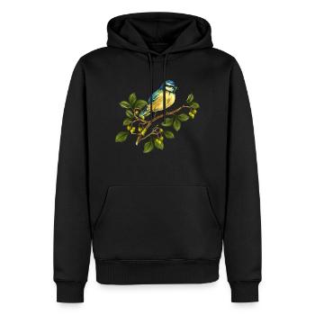 Bunter Vogel - Männer Premium Bio Hoodie - Schwarz - Vorne - Nico (187cm)