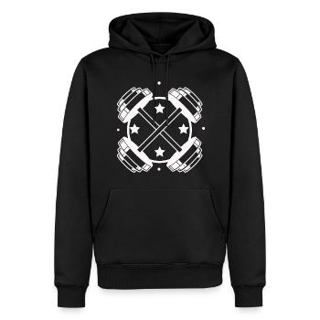 Musculation - Haltérophilie Fitness Workout Gym - Sweat à capuche Premium bio Homme - noir - Devant - Nico (187cm)