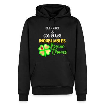 Mes Collègues Inoubliables Cadeau Départ - Sweat à capuche Premium bio Homme - noir - Devant - Nico (187cm)