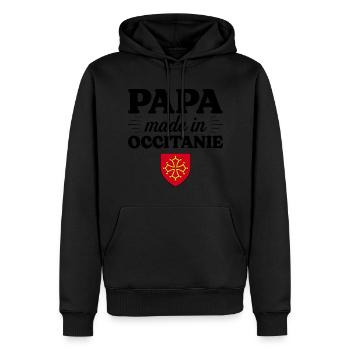 Papa Made In Occitanie - Homme Papa Occitan - Sweat à capuche Premium bio Homme - noir - Devant - Nico (187cm)