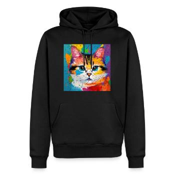 Katze Hauskatze Ölgemälde - Männer Premium Bio Hoodie - Schwarz - Vorne - Nico (187cm)