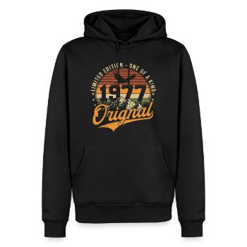 Original 1977 Vintage Vintage Birthday Gift - Men’s Premium Organic Hoodie - black - Front - Nico (187cm)