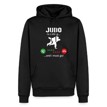 Le judo m’appelle et je dois y aller - Sweat à capuche Premium bio Homme - noir - Devant - Nico (187cm)