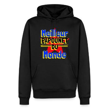 Meilleur papounet du monde - Sweat à capuche Premium bio Homme - noir - Devant - Nico (187cm)