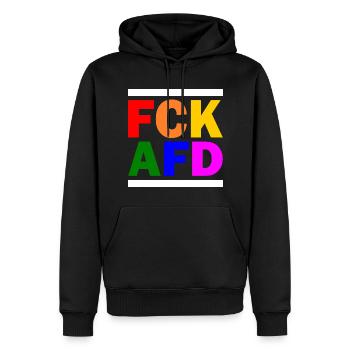 Fck afd - Männer Premium Bio Hoodie - Schwarz - Vorne - Nico (187cm)