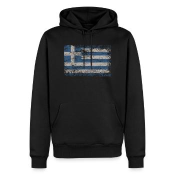 Grèce drapeau utilisé look Athènes Crète Kos GR - Sweat à capuche Premium bio Homme - noir - Devant - Nico (187cm)