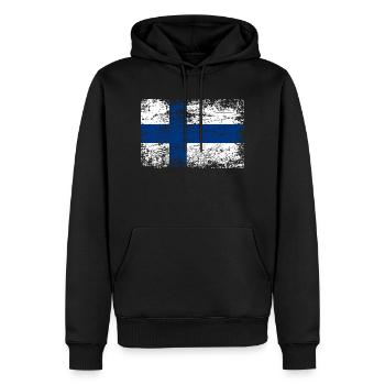 Finnland Flagge Used Look Banner Land Suomi - Männer Premium Bio Hoodie - Schwarz - Vorne - Nico (187cm)