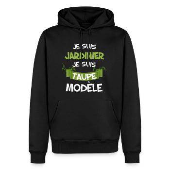 Taupe modele et jardinier humour jardin jardinage - Sweat à capuche Premium bio Homme - noir - Devant - Nico (187cm)