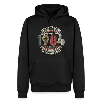 1984 Naissance vintage rétro anniversaire - Sweat à capuche Premium bio Homme - noir - Devant - Nico (187cm)