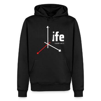 Life is short. Live it! - Männer Premium Bio Hoodie - Schwarz - Vorne - Nico (187cm)