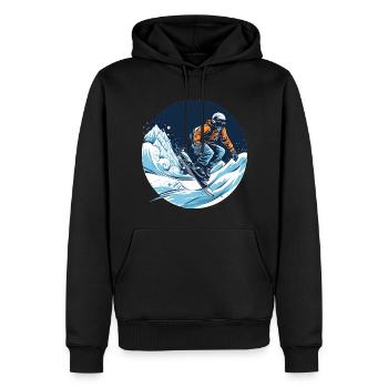Snowboard ou ski puis après-ski - Sweat à capuche Premium bio Homme - noir - Devant - Nico (187cm)