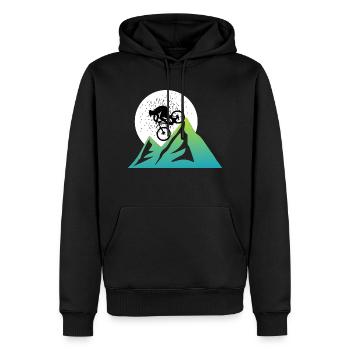 Mountainbike Biker MTB - Männer Premium Bio Hoodie - Schwarz - Vorne - Nico (187cm)