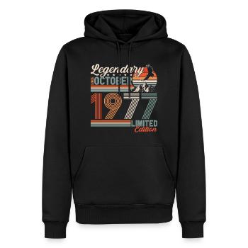 Légendaire Octobre 1977 Naissance Anniversaire - Sweat à capuche Premium bio Homme - noir - Devant - Nico (187cm)