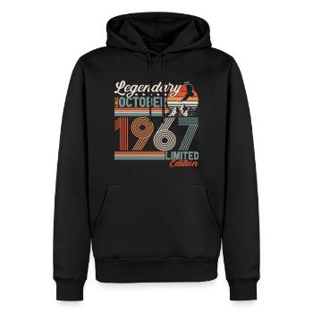 Légendaire Octobre 1967 Anniversaire de naissance - Sweat à capuche Premium bio Homme - noir - Devant - Nico (187cm)
