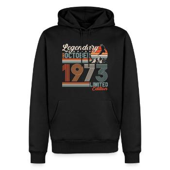 Légendaire Octobre 1973 Anniversaire de naissance - Sweat à capuche Premium bio Homme - noir - Devant - Nico (187cm)