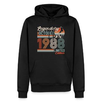 Légendaire Octobre 1988 Anniversaire de naissance - Sweat à capuche Premium bio Homme - noir - Devant - Nico (187cm)