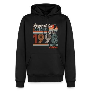 Légendaire Octobre 1998 Anniversaire de naissance - Sweat à capuche Premium bio Homme - noir - Devant - Nico (187cm)