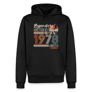 Légendaire Octobre 1978 Anniversaire de naissance - Sweat à capuche Premium bio Homme - noir - Devant - Nico (187cm)