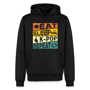 Essen Schlafen K Pop Wiederholen Retro K Pop - Männer Premium Bio Hoodie - Schwarz - Vorne - Nico (187cm)