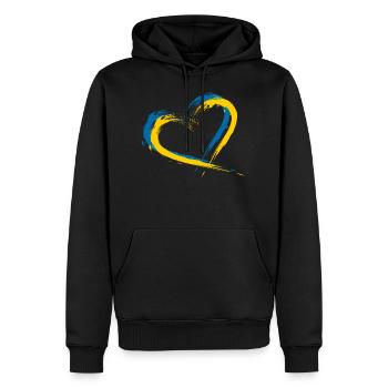 Coeur brosse drapeau vecteur drapeau Suède - Sweat à capuche Premium bio Homme - noir - Devant - Nico (187cm)