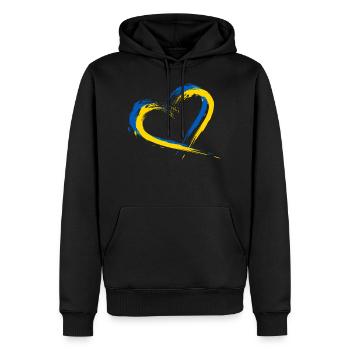 Herz Bürste Flagge der Ukraine Design Farbe Fahne - Männer Premium Bio Hoodie - Schwarz - Vorne - Nico (187cm)