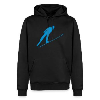 saut ski combine nordique silhouette 1 - Sweat à capuche Premium bio Homme - noir - Devant - Nico (187cm)