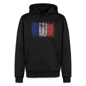 France Drapeau Tricolore Paris Nice Lyon UE - Sweat à capuche Premium bio Homme - noir - Devant - Nico (187cm)