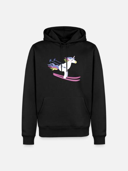 Unicorn on ski - Men’s Premium Organic Hoodie - black