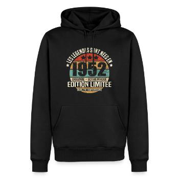 Les légendes sont nées en 1952 - Sweat à capuche Premium bio Homme - noir - Devant - Nico (187cm)