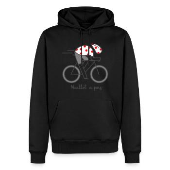 velo vélo vélos le tour cycliste maillot à pois - Sweat à capuche Premium bio Homme - noir - Devant - Nico (187cm)