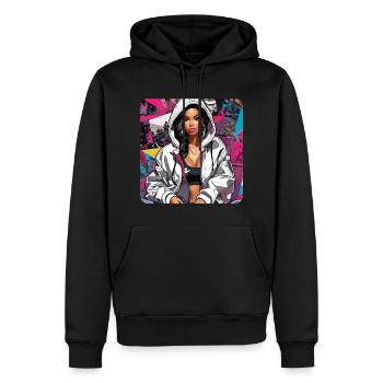 Cooles Girl Graffiti Hip Hop Rap Skater Musik - Männer Premium Bio Hoodie - Schwarz - Vorne - Nico (187cm)