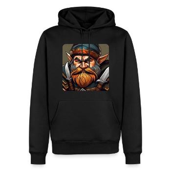 Kleiner grummliger Zwerg Krieger Kobold Wichtel - Männer Premium Bio Hoodie - Schwarz - Vorne - Nico (187cm)